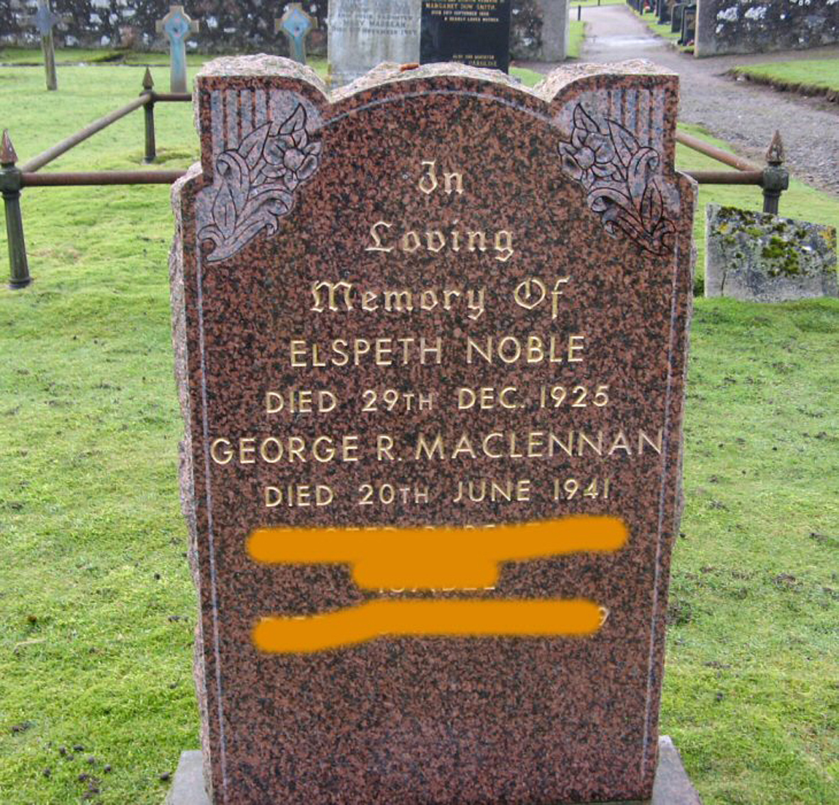 Photo of headstones/George Ross MacLennan died 1941 MI Rosskeen